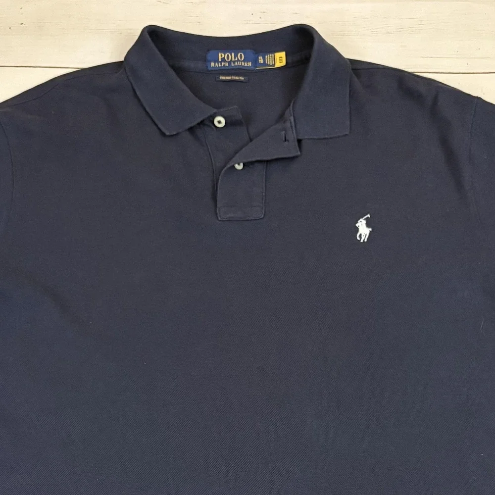 Polo Ralph Lauren Custom Slim Fit Polo Shirt Mens XL Black Cotton Pony Logo